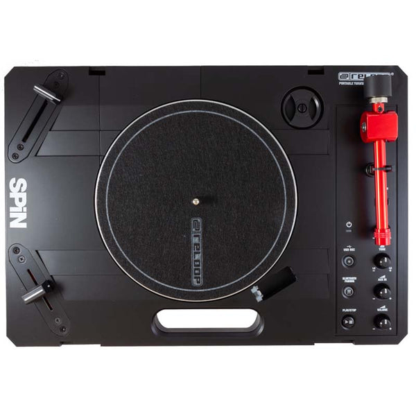 Reloop Spin Black Portable Turntable Fully Modded w/ Red Tone Arm